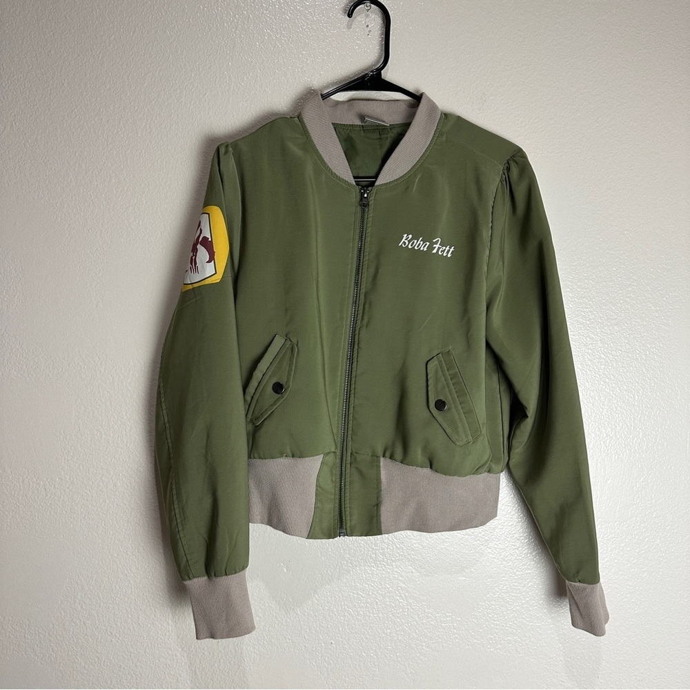 Star Wars Her Universe BOBA FETT Bomber Jacket Green Womens Size Medium